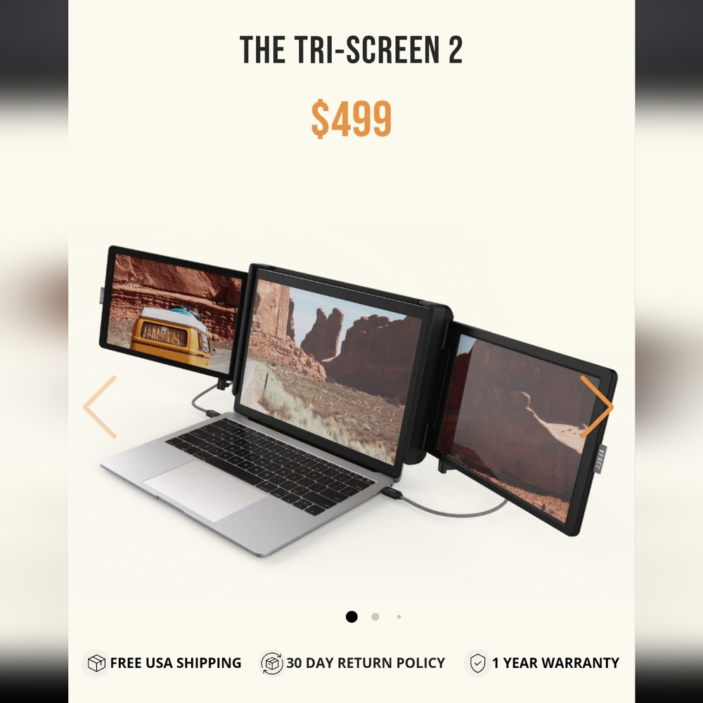 Xebec Tri-Screen 2 | 10.1in Portable Attachable Monitor for Laptop | 